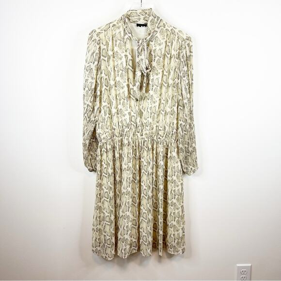 Anthropologie Current Air Olivia Snakeskin Pleated Midi Dress XLP - Picture 2 of 7